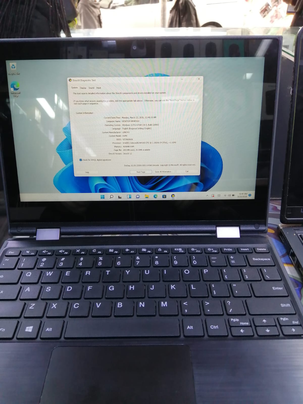 GRADE A LAPTOP LENOVO 300E 2ND GEN X360 INTEL CELERON N4100 TOUCH SCREEN 4GB RAM 128SSD WINDOWS 11 6 MONTH OF WARANT