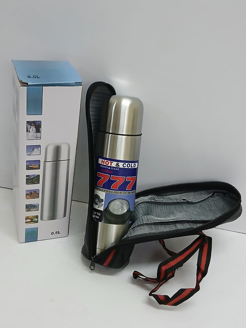 500ml Stainless Steel Hot and Cold Flask with Carry Bag, Vacuum Insulated Thermos Bottle, Durable, Leak-Proof, Portable for Travel, Office, Outdoor, and Everyday Beverages
