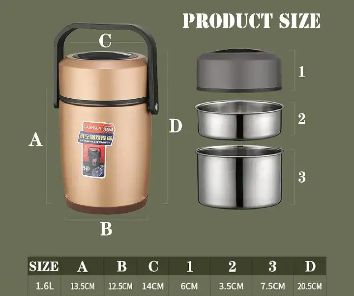 Vacuum Thermal Lunch Box,Insulated Food JarStainless Steel Food Container,Thermal Bento Box,Vacuum Insulated Food Flask