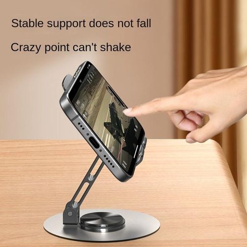 Mobile Phone Holder 
GXM K5 Foldable Height Adjustable Phone Metal Holder 
High Quality Metal Mobile Holder Stand Tablet DP 360 Rotatable Adjustable Foldable Cell Base Desktop