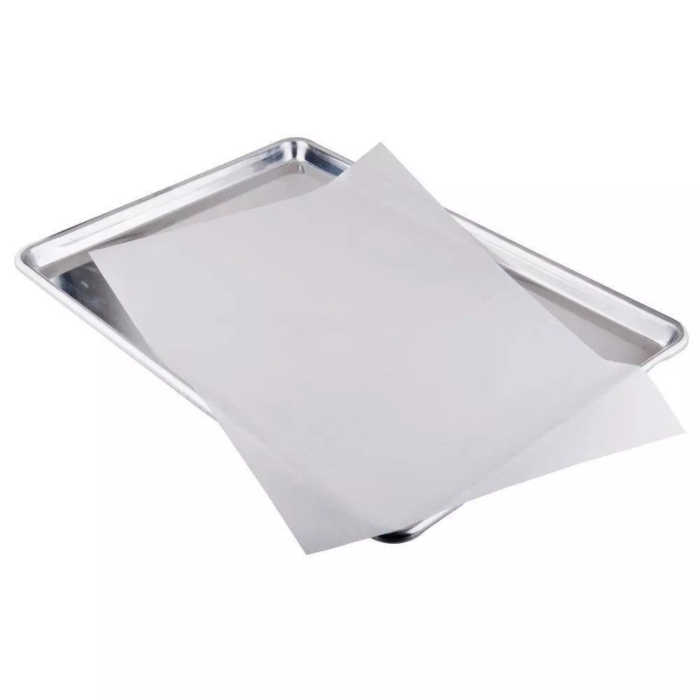 Parchment Paper Sheets, Baking Sheet, Pre-cut, Non-stick Silicone Oil Paper, wood pulp and food grade coating, totally fluorescent free and non-toxic, temperature resistance , Pre-Cut Parchment Paper