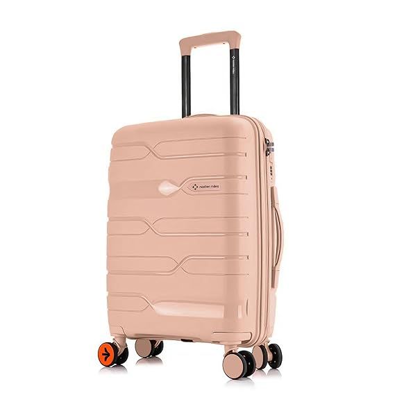SUITCASE - RUBBER UNBREAKABLE PEACH PINK LARGE SUITCASE LUXURIOUS HIGH QUALITY.  Made of durable Polypropylene material. Lightweight and easy to transport.