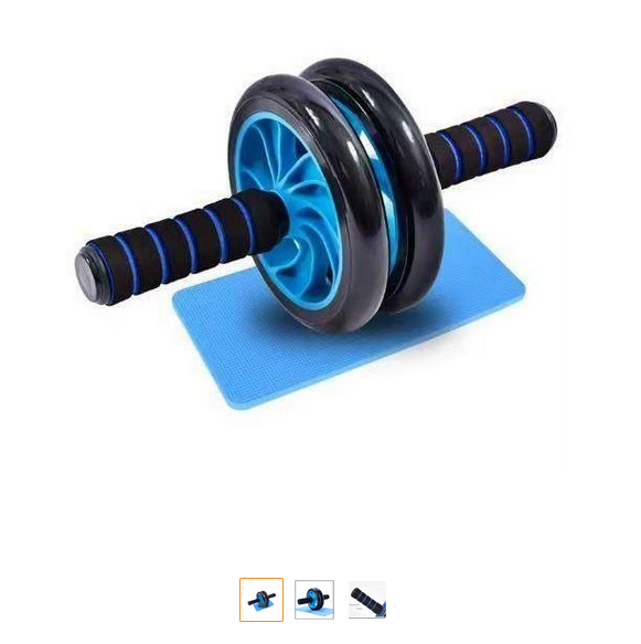 AB Wheel Double Wheel Fitness Abs Roller with Free Mat – Blue | Core Strength Trainer | Tummy Trimmer | Home Gym Exercise Equipment | Burn Belly Fat | Tone Body Fast