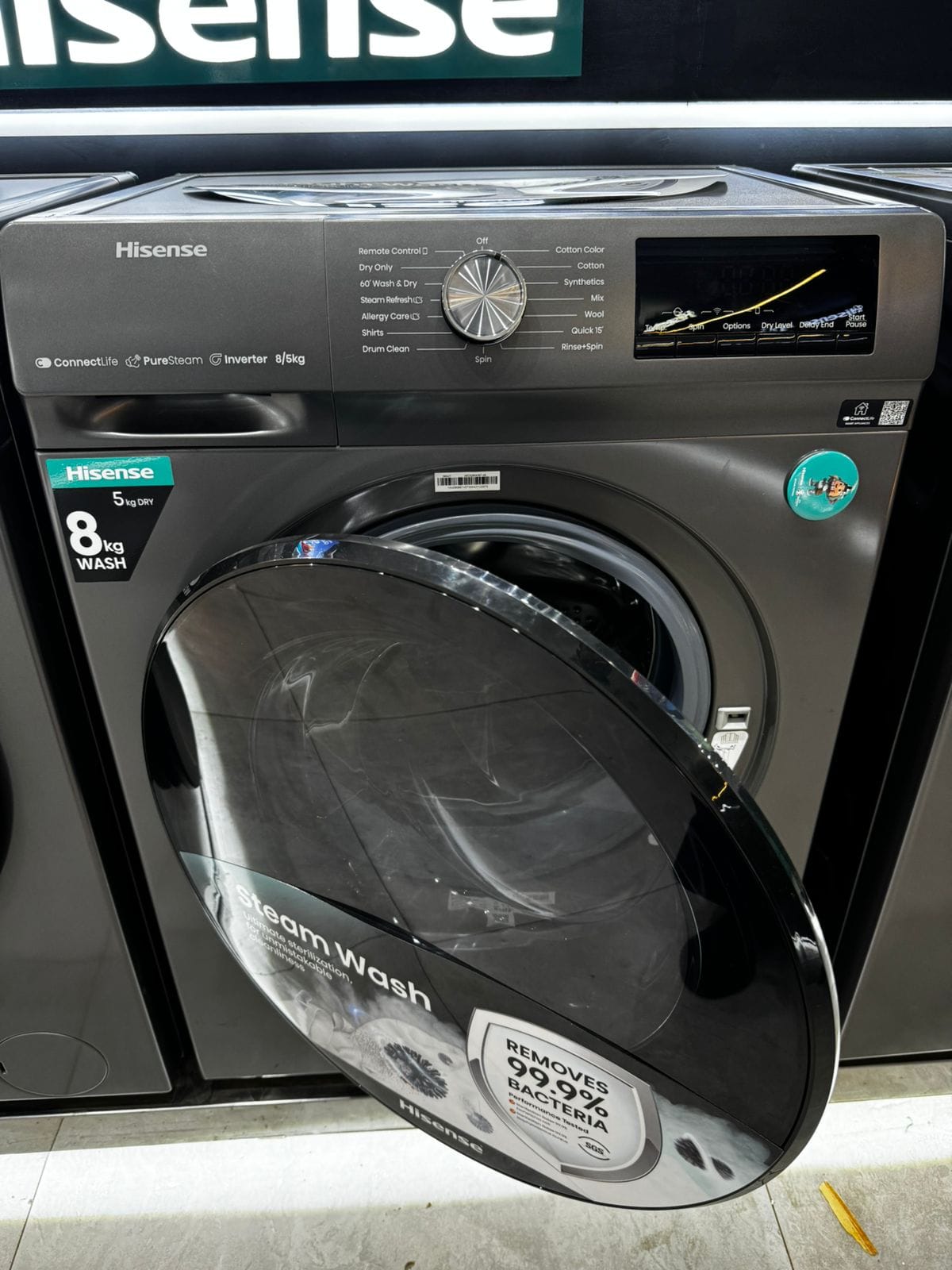 Hisense 8 kg Washer & 5 kg Dryer Front‑Load Combo – Smart Inverter, Steam & Quick Wash