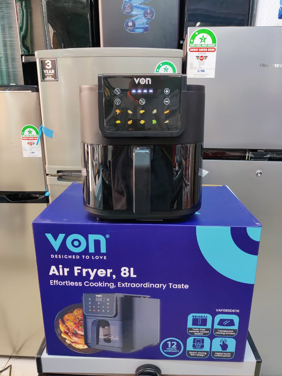 Von 8L Air Fryer – Large Capacity, Rapid Air Technology & Oil-Free Cooking