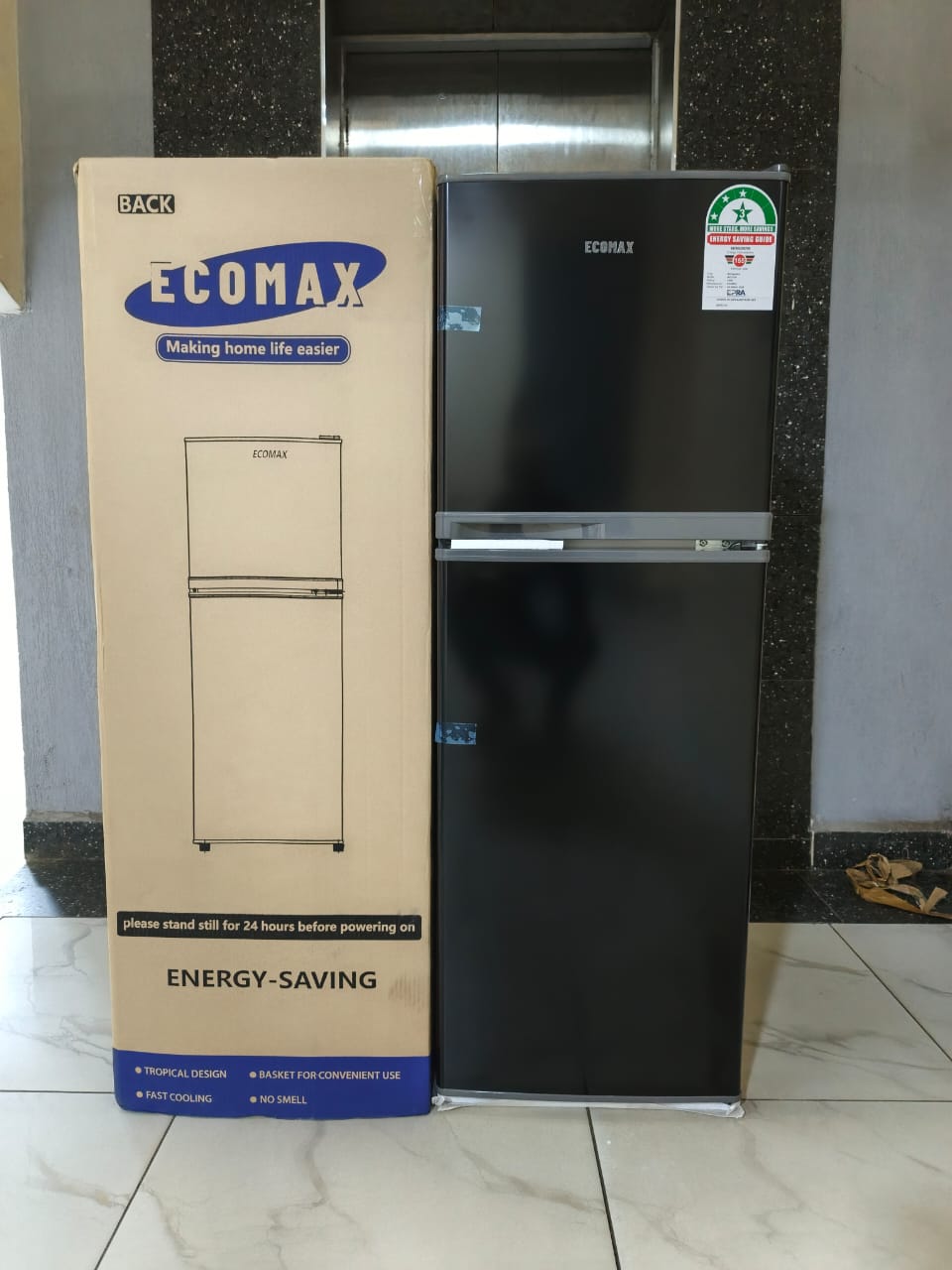 "Ecomax 138L Double Door Refrigerator – Compact, Energy Efficient & Spacious Storage"