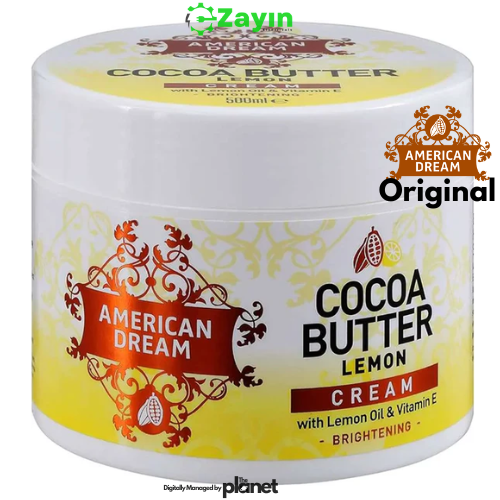 American Dream Lemon Body Cream

Cocoa Butter with Lemon Oil & Vitamin E
Skin Brightening Moisturizer
500ml Lemon Cream for Body

Fade Dark Spots & Nourish Skin
American Dream Skin Toning Lotion
