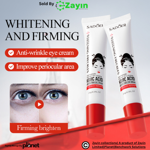 Kojic Acid Eye Cream, Eye Cream with Retinol and Niacinamide, Whitening Eye Cream, Firming Eye Cream, Anti-Aging Eye Cream, Sadoer Eye Cream with Kojic Acid, Niacinamide and Retinol,