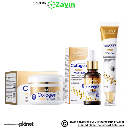 SADOER Collagen Skincare Set – Face Cream, Face Serum, Eye Cream & Hand Cream (4-in-1 Set)
Collagen skincare set for women and men, Sadoer anti-aging face serum and cream, collagen face cream