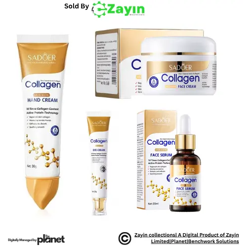 SADOER Collagen Skincare Set – Face Cream, Face Serum, Eye Cream & Hand Cream (4-in-1 Set)
Collagen skincare set for women and men, Sadoer anti-aging face serum and cream, collagen face cream