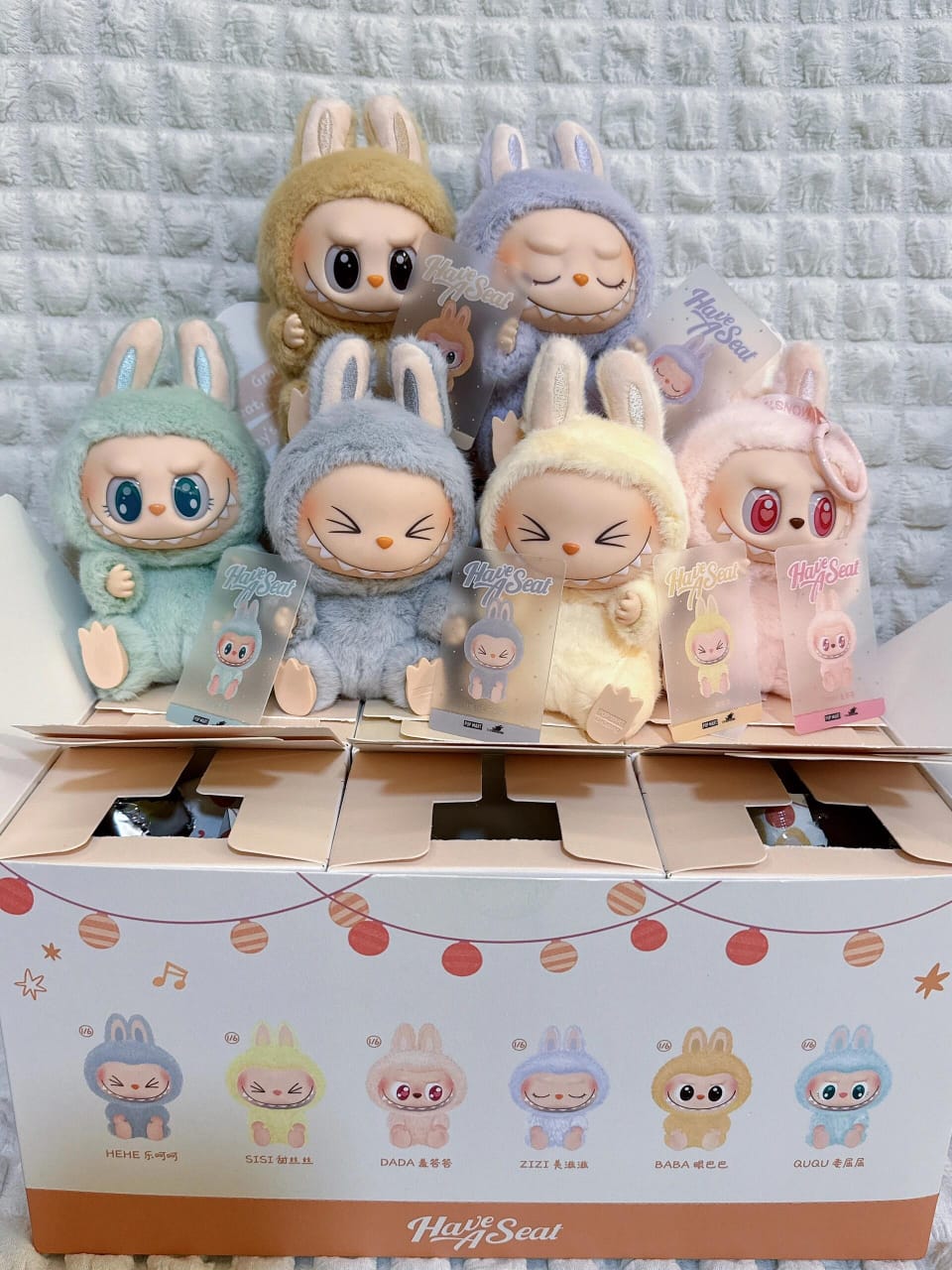 Monster Labubu Blind Box Collectible. Movable parts flocked vinyl figure with 6 surprise types to collect. Great for gift giving or one who loves unique designer toys. Which Labubu will you get?