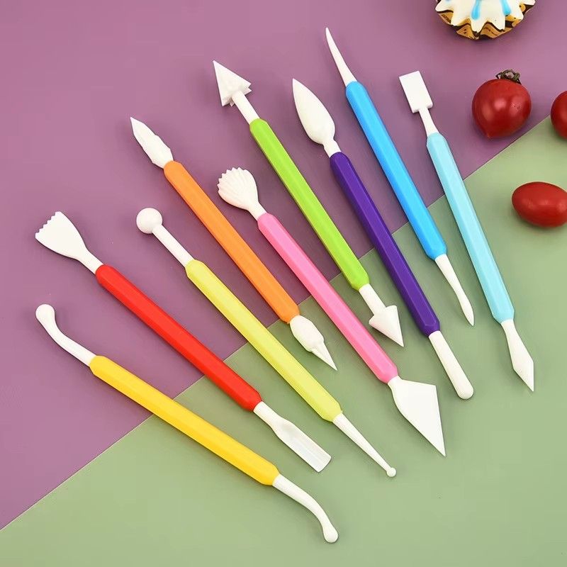 9PCS Double Head Plastic Fondant and Cake Modeling Tools/ Cake Decorating Tools Crafts/ Clay Sculpture or Modelling Tools  Durable, easy to clean, and perfect for precision work.
