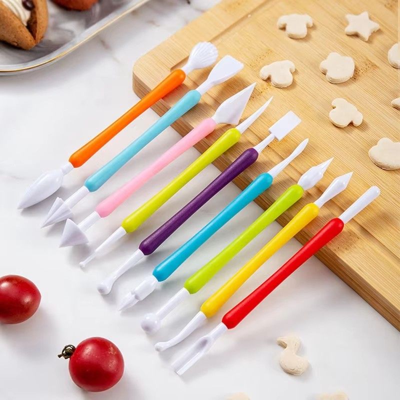 9PCS Double Head Plastic Fondant and Cake Modeling Tools/ Cake Decorating Tools Crafts/ Clay Sculpture or Modelling Tools  Durable, easy to clean, and perfect for precision work.