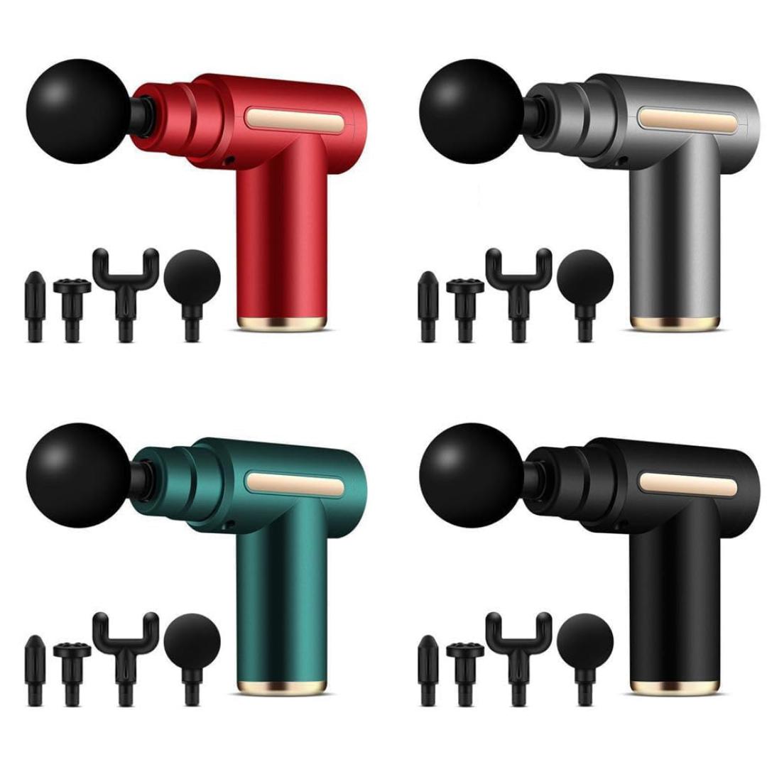 Gun Massager for Full Body Pain Relief – Deep Tissue Percussion Massage Gun with 6 Speeds, 4 Heads, Rechargeable Cordless Design for Home, Gym & Travel Use (Multicolor)