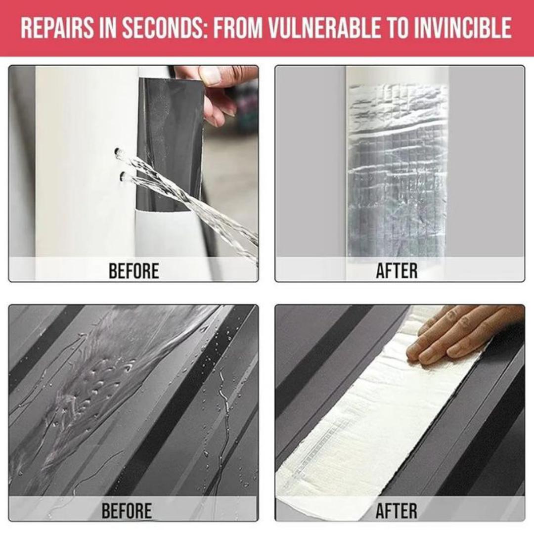 Leakage Repair Waterproof Duct Tape for Pipe & Roof Water Heavy Duty Leaks Solution Aluminum Foil Butyl Rubber Adhesive Sealing for Surface Cracks-5cm by 5m