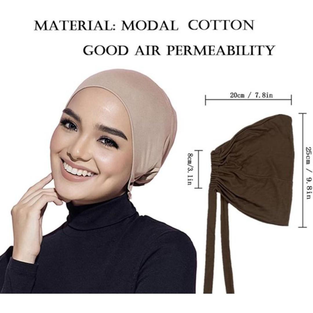 Under Hijab Head Cap Muslim Under Scarf Hijab Cap Solid Color Women Under Scarf Hat Hijab Cap Stretchy Sleeping Cap-1pc