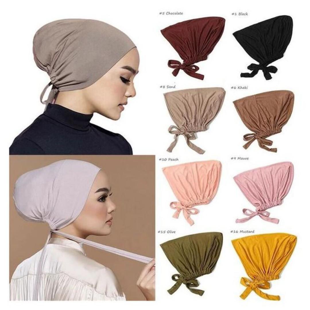Under Hijab Head Cap Muslim Under Scarf Hijab Cap Solid Color Women Under Scarf Hat Hijab Cap Stretchy Sleeping Cap-1pc