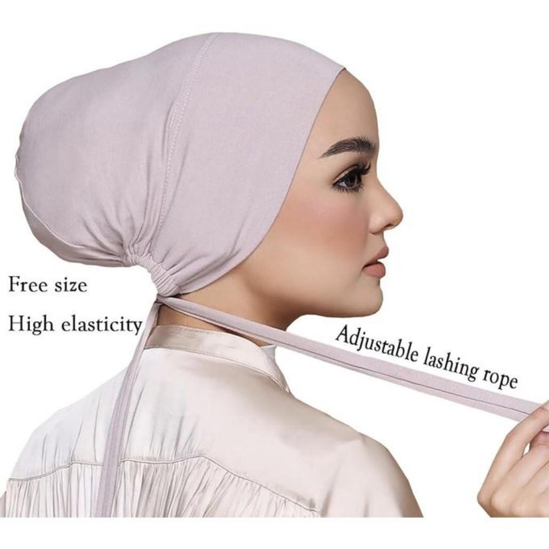 Under Hijab Head Cap Muslim Under Scarf Hijab Cap Solid Color Women Under Scarf Hat Hijab Cap Stretchy Sleeping Cap-1pc