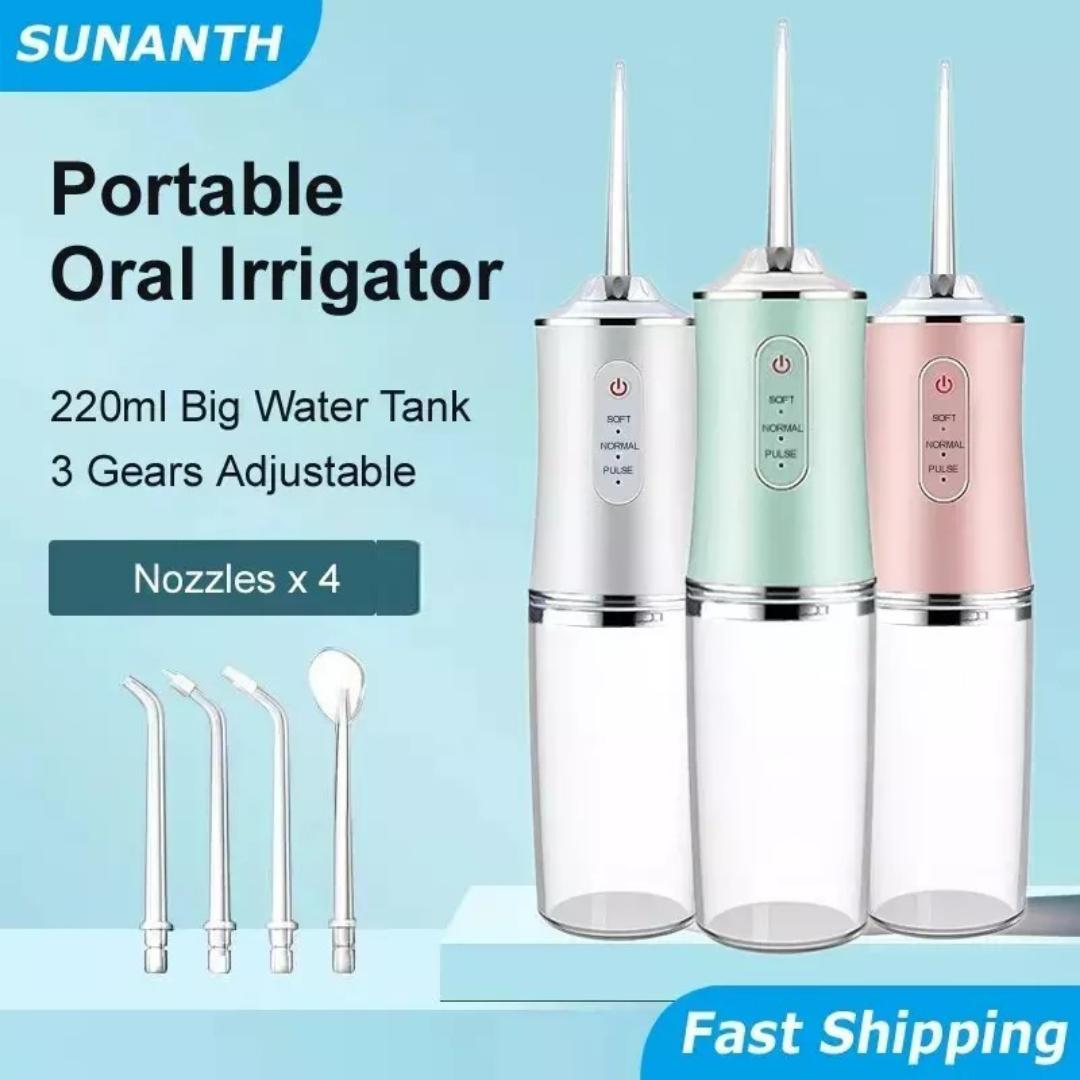 Electric Oral Irrigator Cordless,USB Rechargeable Dental Water Flosser with 4 Nozzles and 3 Pressure Modes,Teeth Cleaning and Whitening 4 Jet Tip IPX7 Waterproof Teeth Cleaner
