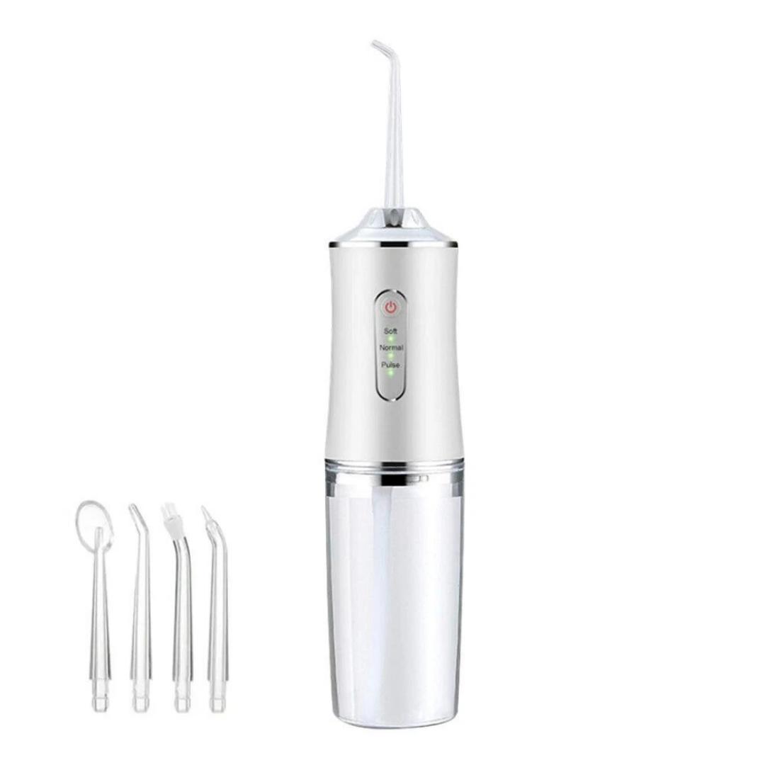 Electric Oral Irrigator Cordless,USB Rechargeable Dental Water Flosser with 4 Nozzles and 3 Pressure Modes,Teeth Cleaning and Whitening 4 Jet Tip IPX7 Waterproof Teeth Cleaner