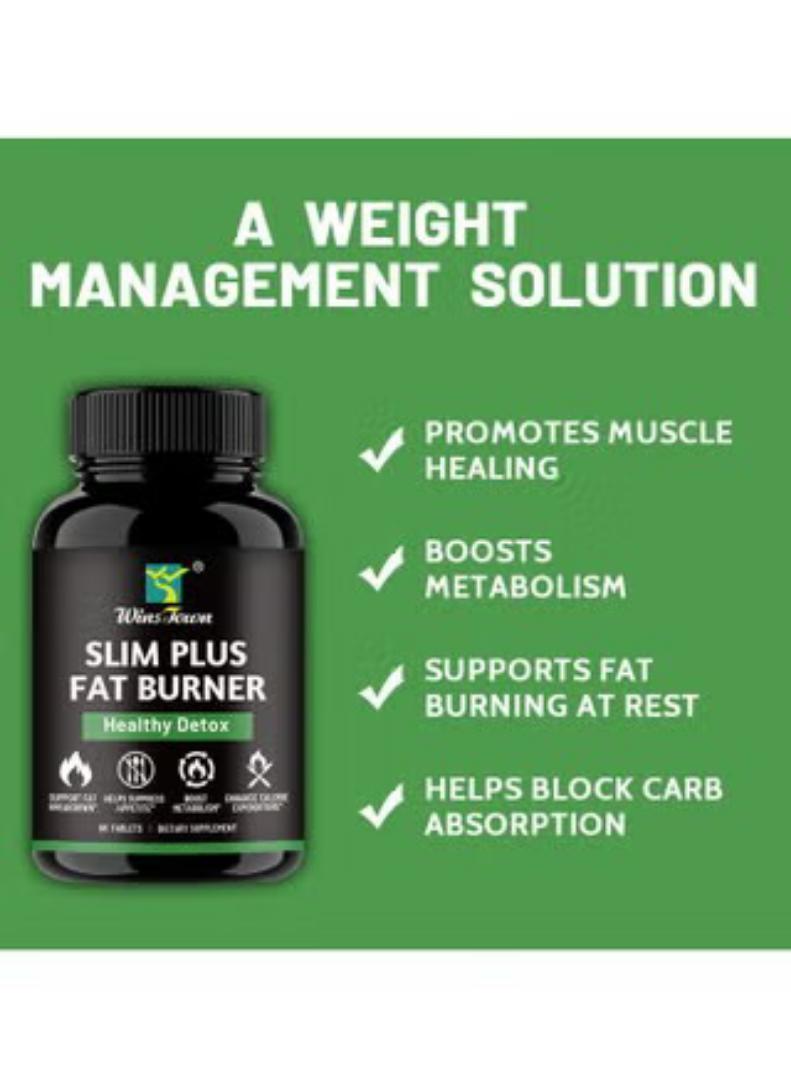 Slim Plus Fat Burner Health Detox Weight Support Formula for Men & Women 60 Tablets