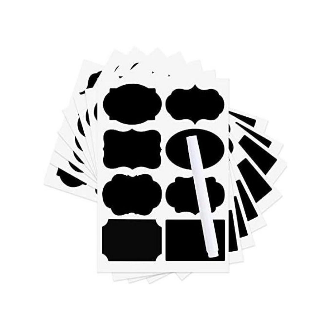 Self Adhesive Labels, Blackboard Stickers, Whiteboard Stickers, Waterproof Adhesive Labels, Reusable Jar Labels, for Home and Office Decoration 80pcs

-Plus 1pen