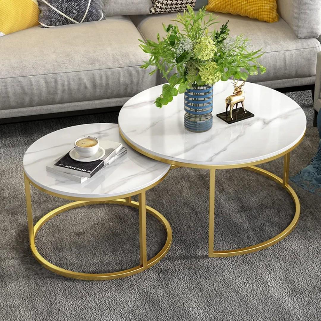 Luxury Nesting Coffee Table 2PCS Living Room Furniture,
