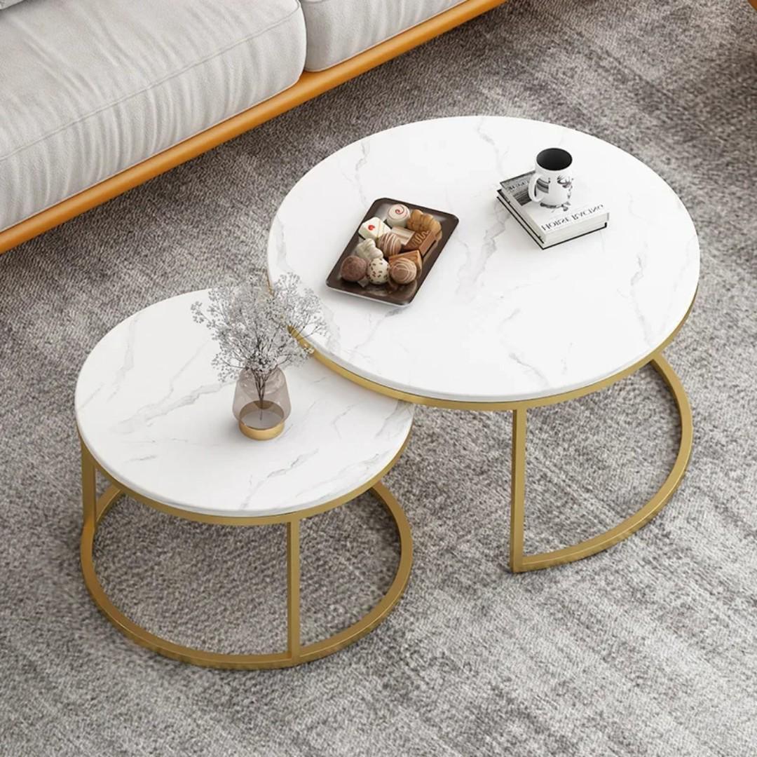 Luxury Nesting Coffee Table 2PCS Living Room Furniture,