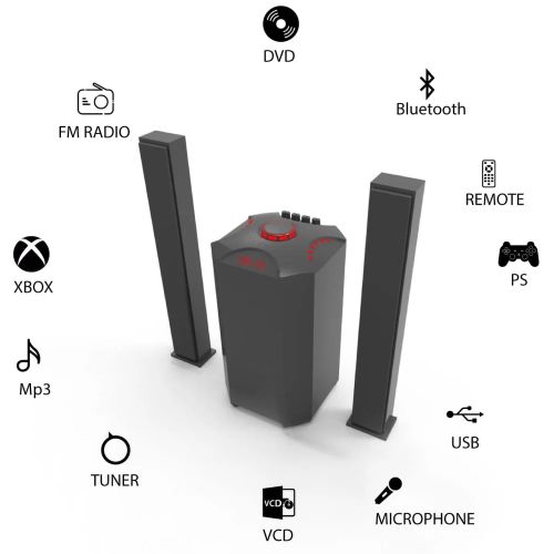 JTC j-801 Pro 2.1CH X-Bass Home Theatre System with Remote Control Bluetooth Woofer Speaker System One Year Warranty Black 12000w PMPO + FREE 4 WAY EXTENSION