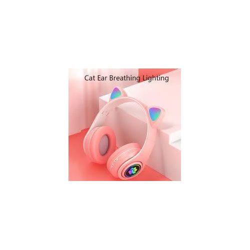 Rgb Kids Headphones With Microphone/LED Light Pink In Colour
