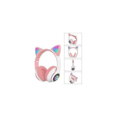 Rgb Kids Headphones With Microphone/LED Light Pink In Colour