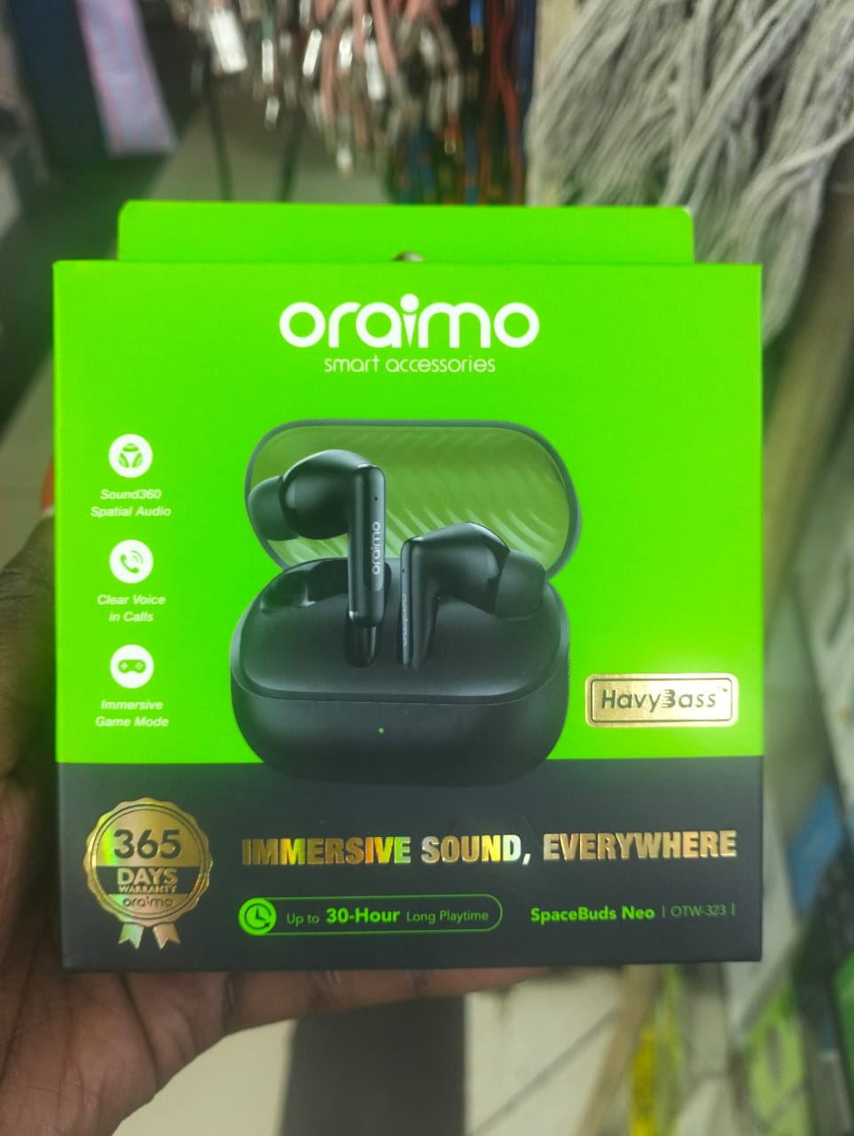 Oraimo SpaceBuds Neo Sound360 Anti-Lost True Wireless Earbuds, Black
