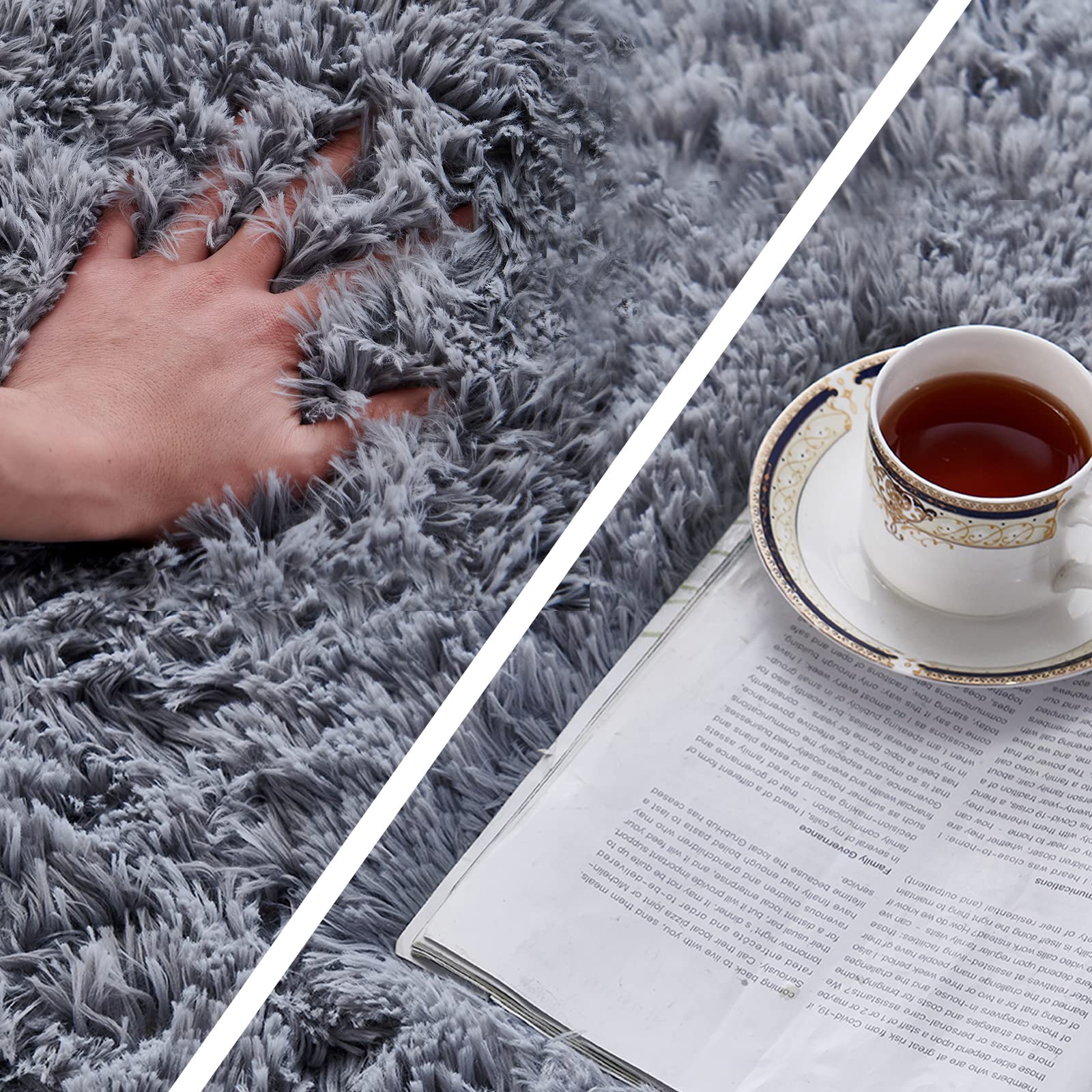 Soft Fluffy Carpet 200x230cm 200x160cm Patched Shag Area Rug Upgrade Anti-Skip Durable Rectangular Cozy Carpet High Pile Soft Throw Mat for Nursery Room Living Room 5*8 ft