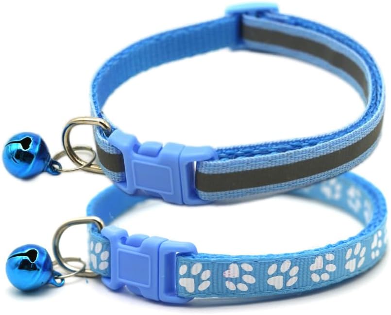【Promotion】Cat Collar with Bell, 2-Pack Basic & Reflective XS Dog Cat Collar with Bells for XXS Xs Small Pet Dogs Boy Tiny Kitten Girls Animal,Neck 7-12 Inch