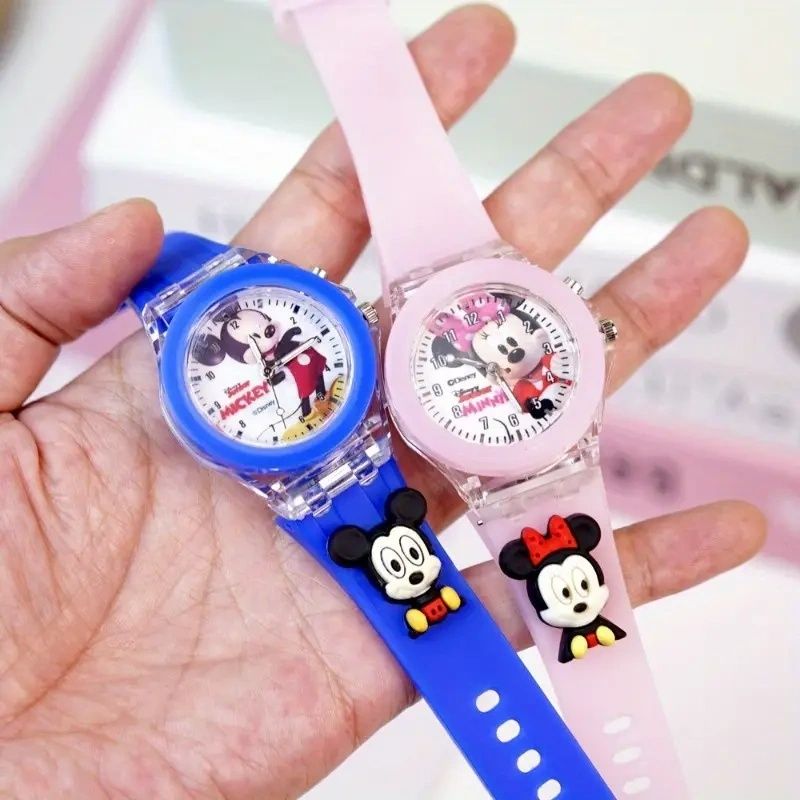 【Promotion】Disney Stitch Minnie Silicone Watch With Flash Light, Simple and Versatile, Perfect Birthday Gift