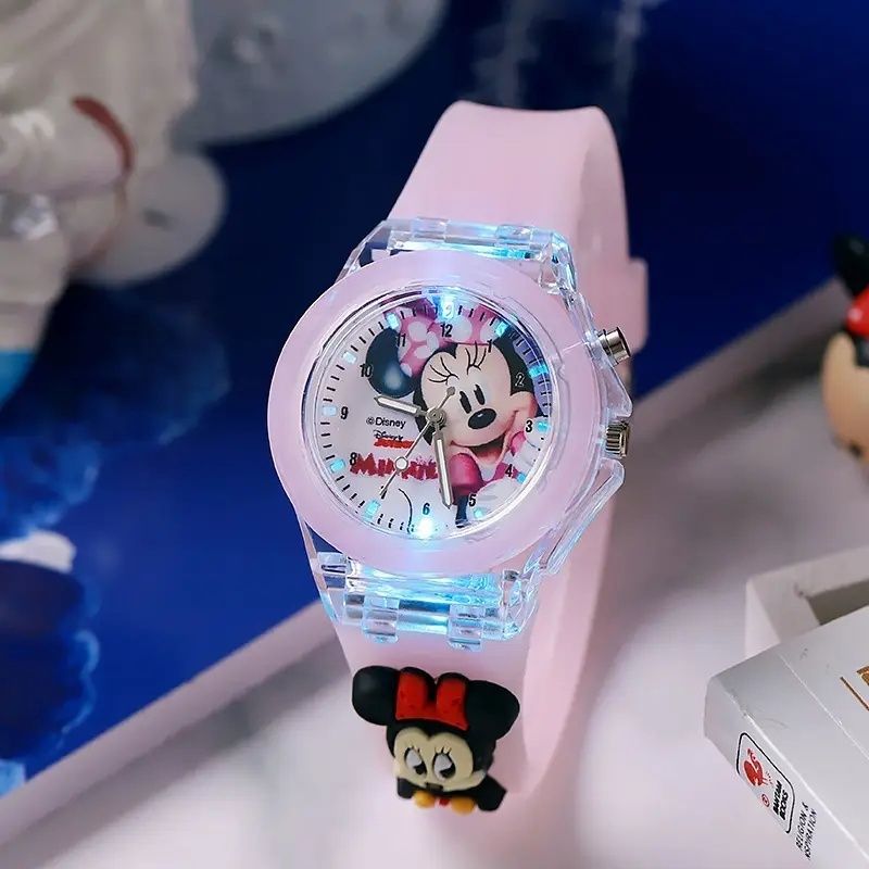 【Promotion】Disney Stitch Minnie Silicone Watch With Flash Light, Simple and Versatile, Perfect Birthday Gift