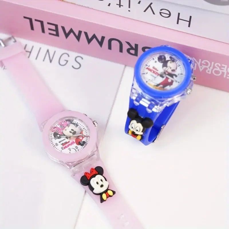 【Promotion】Disney Stitch Minnie Silicone Watch With Flash Light, Simple and Versatile, Perfect Birthday Gift