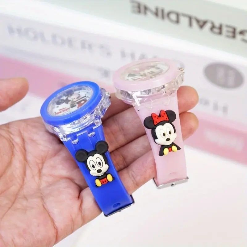 【Promotion】Disney Stitch Minnie Silicone Watch With Flash Light, Simple and Versatile, Perfect Birthday Gift