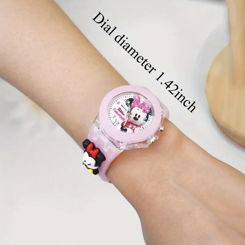 【Promotion】Disney Stitch Minnie Silicone Watch With Flash Light, Simple and Versatile, Perfect Birthday Gift