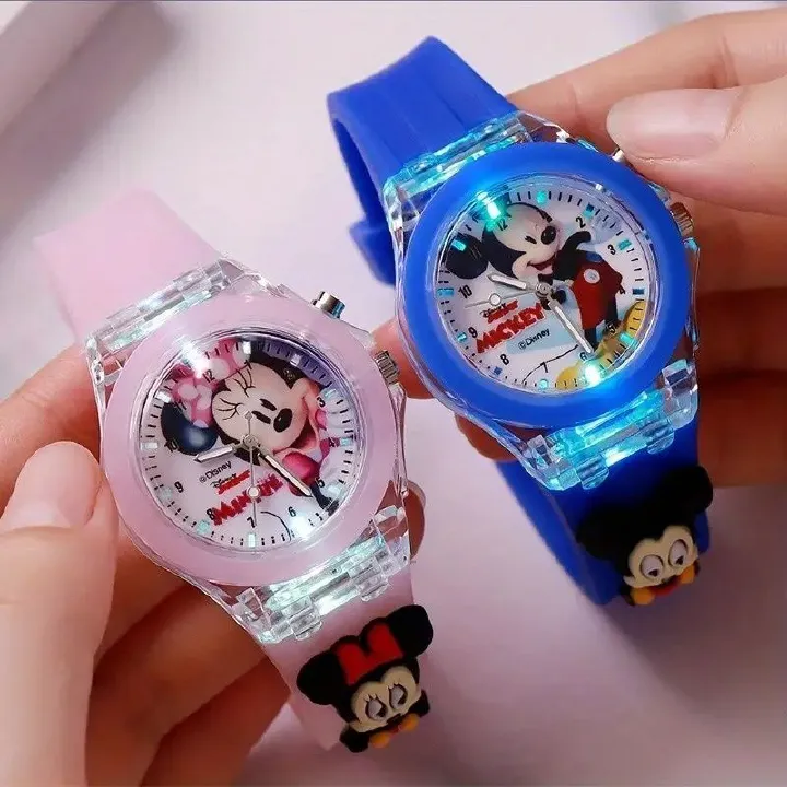 【Promotion】Disney Stitch Minnie Silicone Watch With Flash Light, Simple and Versatile, Perfect Birthday Gift