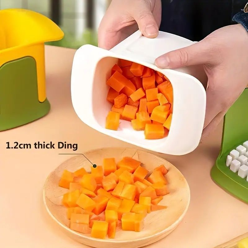 【Promotion】Vegetable Chopper,2 in 1 Hand Chopper For Vegetables Dicing & Slitting,Multifunctional Artifact Chopper, Portable Stainless Steel Mandoline Slicer, for vegatable, potato,fruits,15x9.4x9.9cm