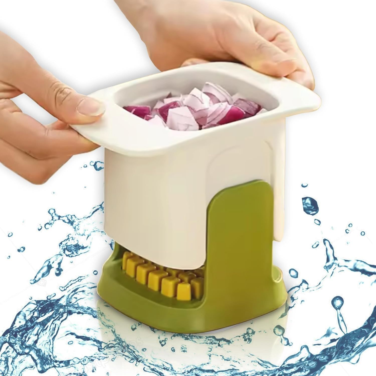 【Promotion】Vegetable Chopper,2 in 1 Hand Chopper For Vegetables Dicing & Slitting,Multifunctional Artifact Chopper, Portable Stainless Steel Mandoline Slicer, for vegatable, potato,fruits,15x9.4x9.9cm