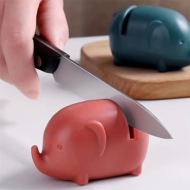【Promotion】1pc Adorable Elephant-Shaped Kitchen Knife Sharpener - Quick & Easy Manual Sharpening, Durable ABS Material, Mini Animal Design for Efficient Sharpening, No Electricity Needed
