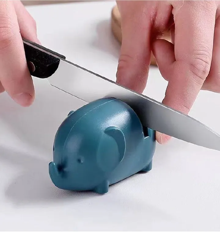 【Promotion】1pc Adorable Elephant-Shaped Kitchen Knife Sharpener - Quick & Easy Manual Sharpening, Durable ABS Material, Mini Animal Design for Efficient Sharpening, No Electricity Needed