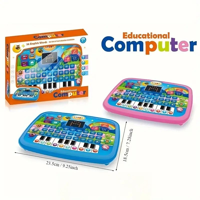 【Promotion】Kids Multifunctional Tablet Learning Machine with Alphabet, Numbers, Music, Animals & Piano Keys, Educational Toy for Ages 3+, Durable Plastic, Battery Operated (Batteries Not Included)
