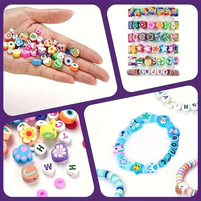 【Promotion】1000 Pcs Beaded Jewelry Making Kit, Acrylic & Soft Clay Beads with Animal & Insect Charms, Preppy Hollow Beads for DIY Bracelets and Necklace Crafts, Fantasy Themed Polymer Clay Bead Set