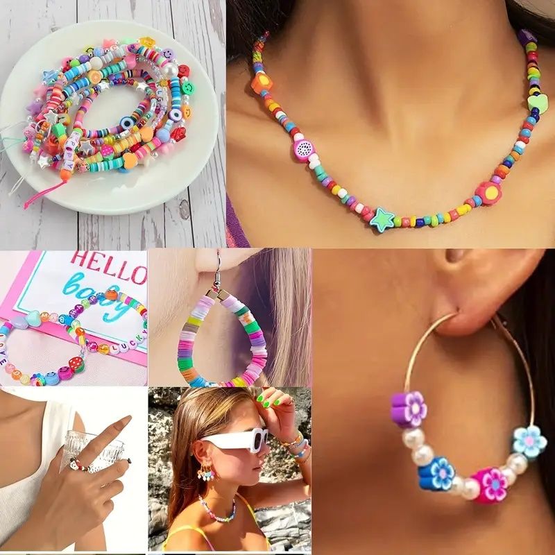 【Promotion】1000 Pcs Beaded Jewelry Making Kit, Acrylic & Soft Clay Beads with Animal & Insect Charms, Preppy Hollow Beads for DIY Bracelets and Necklace Crafts, Fantasy Themed Polymer Clay Bead Set