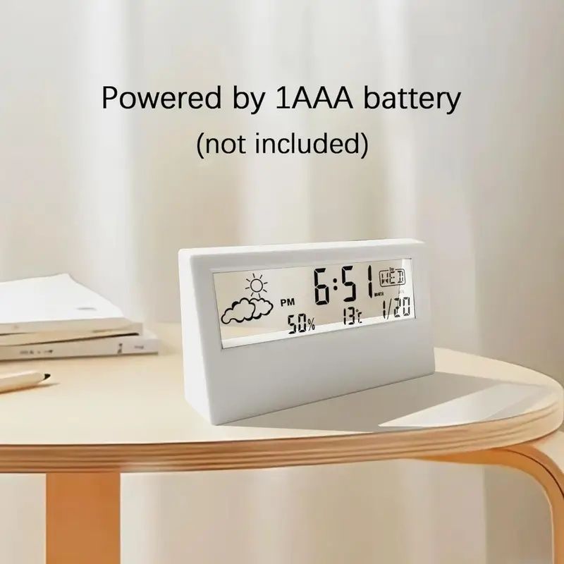 【Promotion】Transparent Desk Clock, Digital Alarm Clock, Transparent Modern Design, Temperature, Humidity, Snooze, Aesthetic Home Decor, Office Decor,Battery Operated Desk Clock for Office, Living Room
