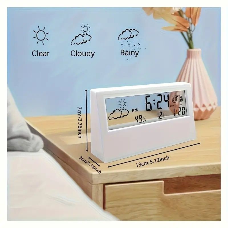 【Promotion】Transparent Desk Clock, Digital Alarm Clock, Transparent Modern Design, Temperature, Humidity, Snooze, Aesthetic Home Decor, Office Decor,Battery Operated Desk Clock for Office, Living Room
