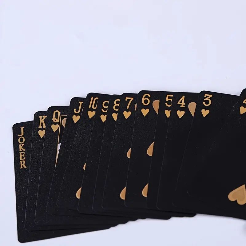 【Promotion】Black Golden Foil Poker, Waterproof Plastic Playing Cards, Table Game Cards For Gift Collection Christmas, Halloween Gift